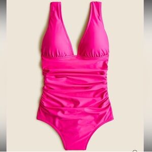 NWT J.Crew Ruched V-Neck One Piece Swimsuit